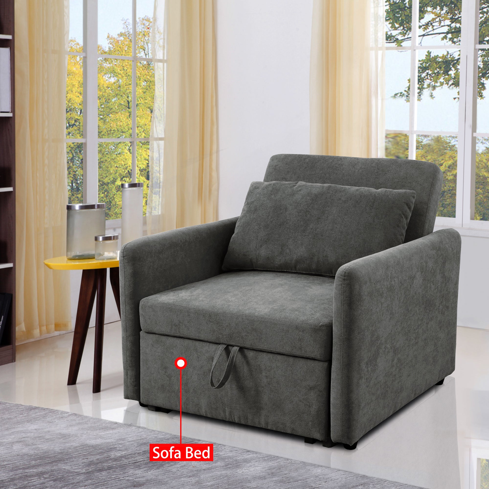 Ainehome Umwandelbares Einsitzer-Schlafsofa, Dunkelgrau, Lint