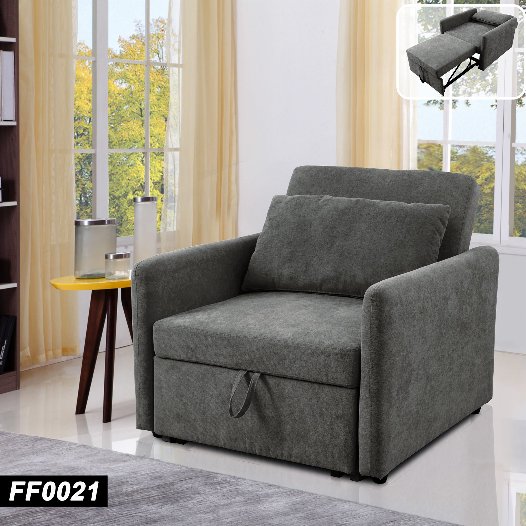 Ainehome Umwandelbares Einsitzer-Schlafsofa, Dunkelgrau, Lint