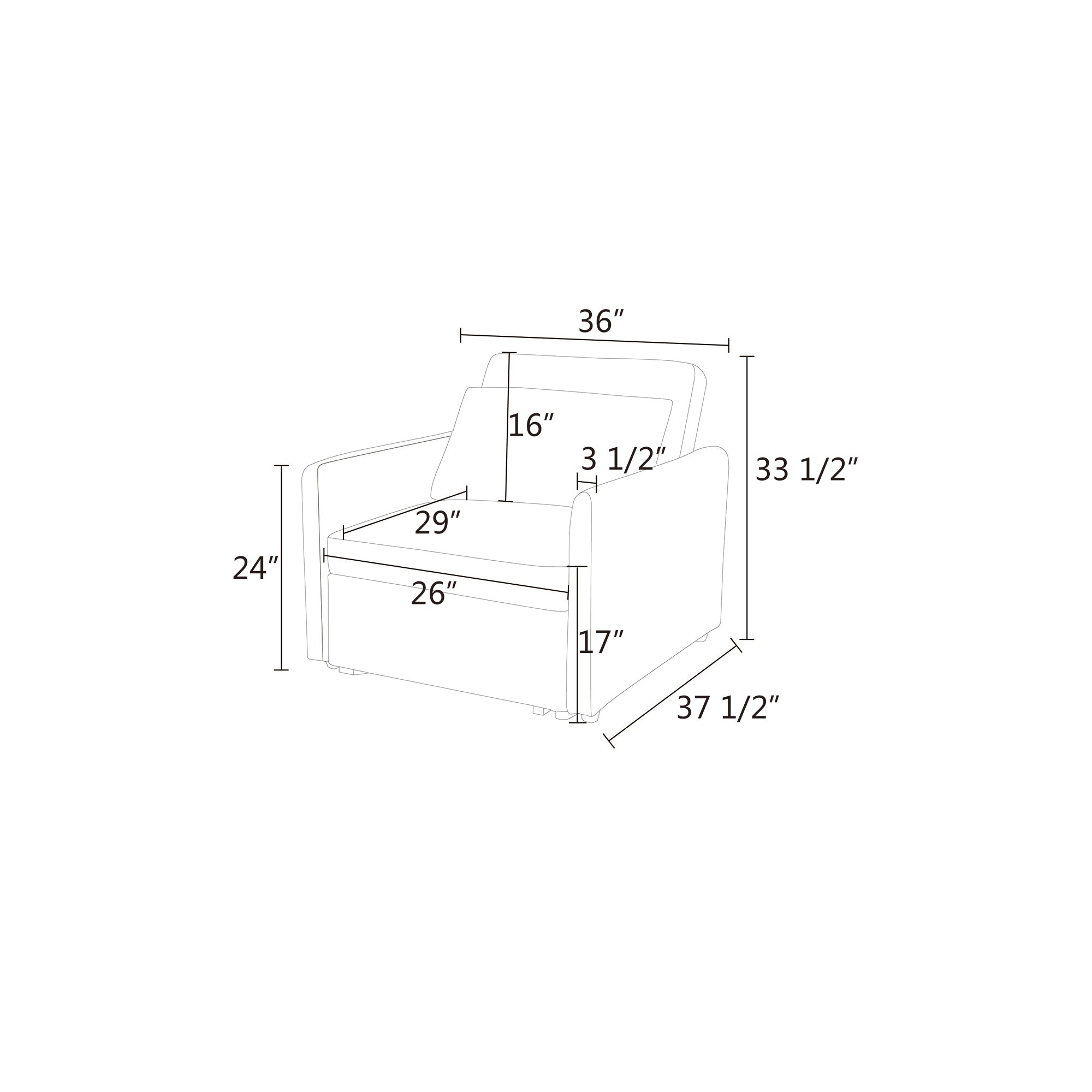 Sofá cama convertible de una plaza Red Lint de Ainehome