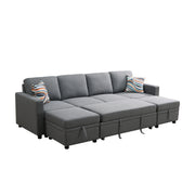 Dark Gray 6-Piece U-Shaped Sleeper Sectional Sofa