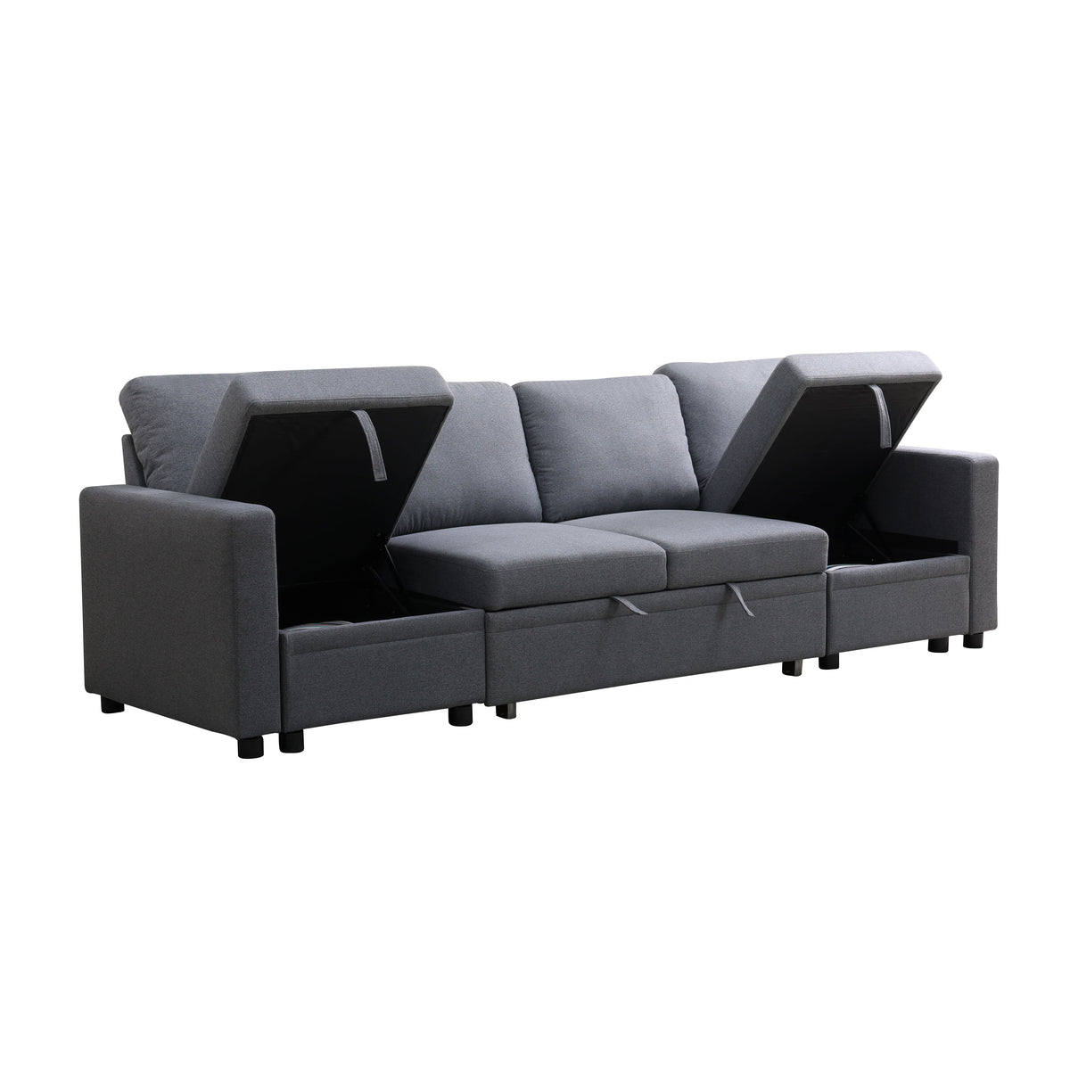 Dark Gray 6-Piece U-Shaped Sleeper Sectional Sofa - product image 2
