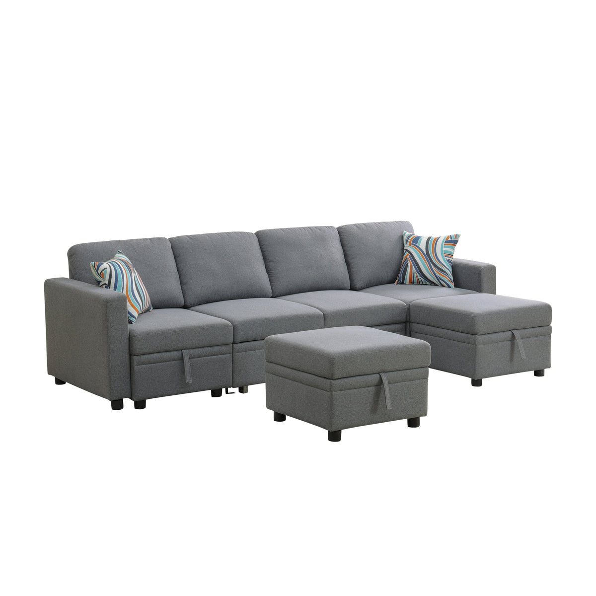 Dark Gray 6-Piece U-Shaped Sleeper Sectional Sofa - product image 4