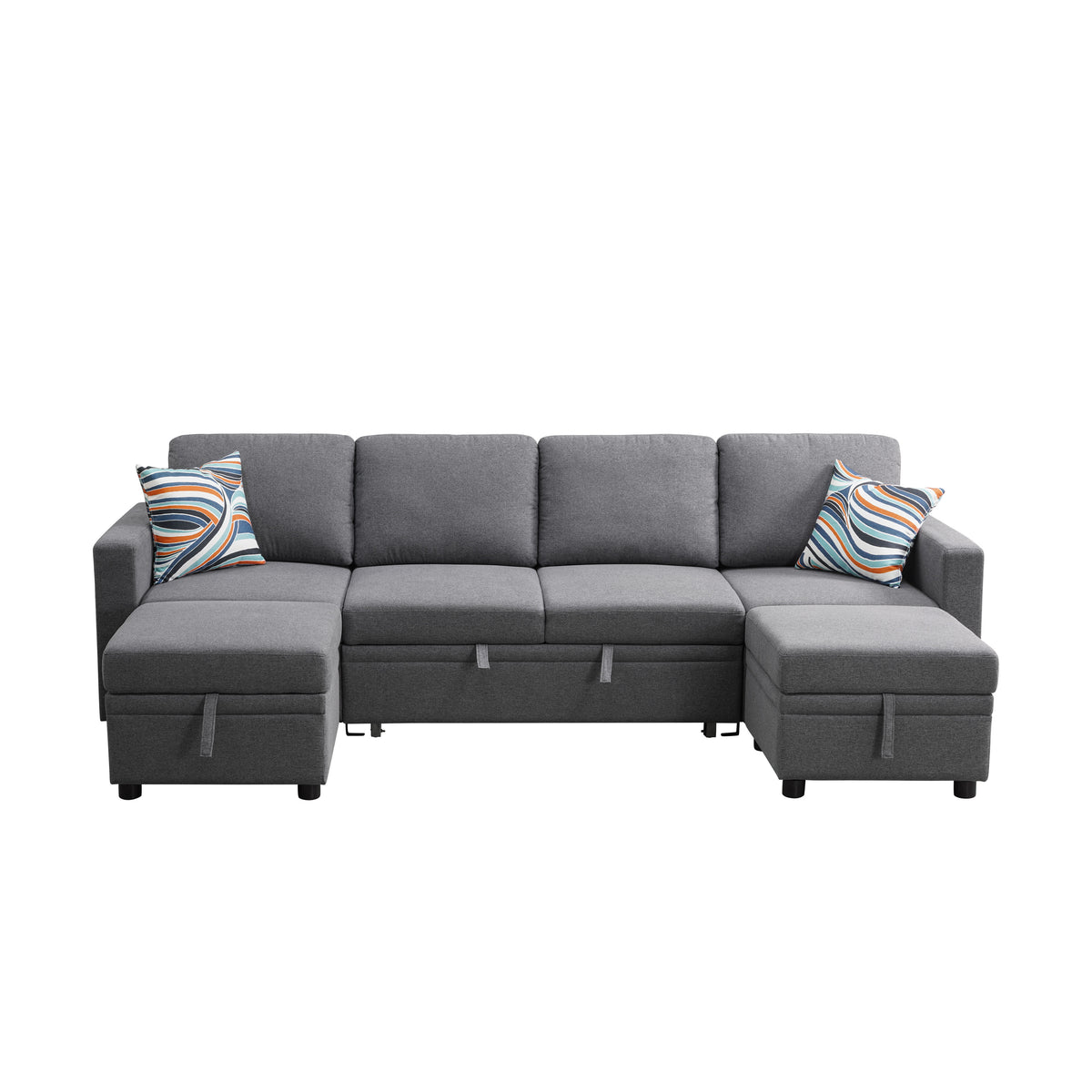 Dark Gray 6-Piece U-Shaped Sleeper Sectional Sofa - product image 5