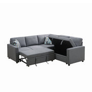 Gray Chenille L-Shaped Sleeper Sectional Sofa with Storage