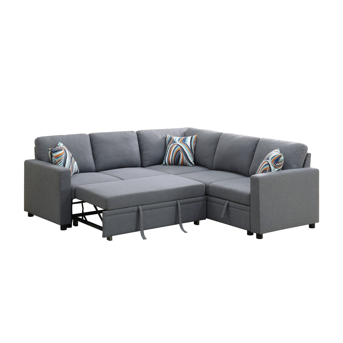 Gray Chenille L-Shaped Sleeper Sectional Sofa with Storage - product image 2