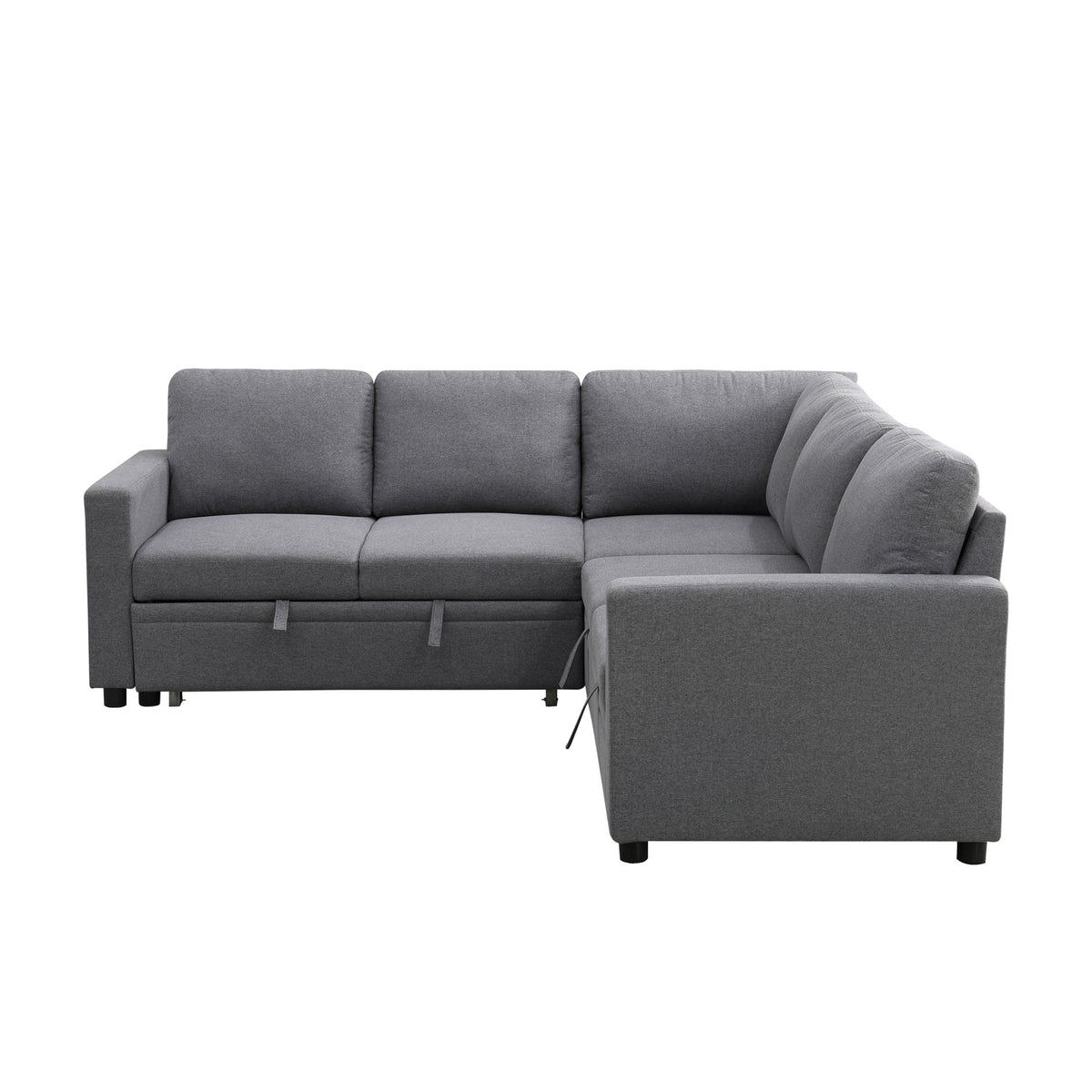 Gray Chenille L-Shaped Sleeper Sectional Sofa with Storage - product image 3