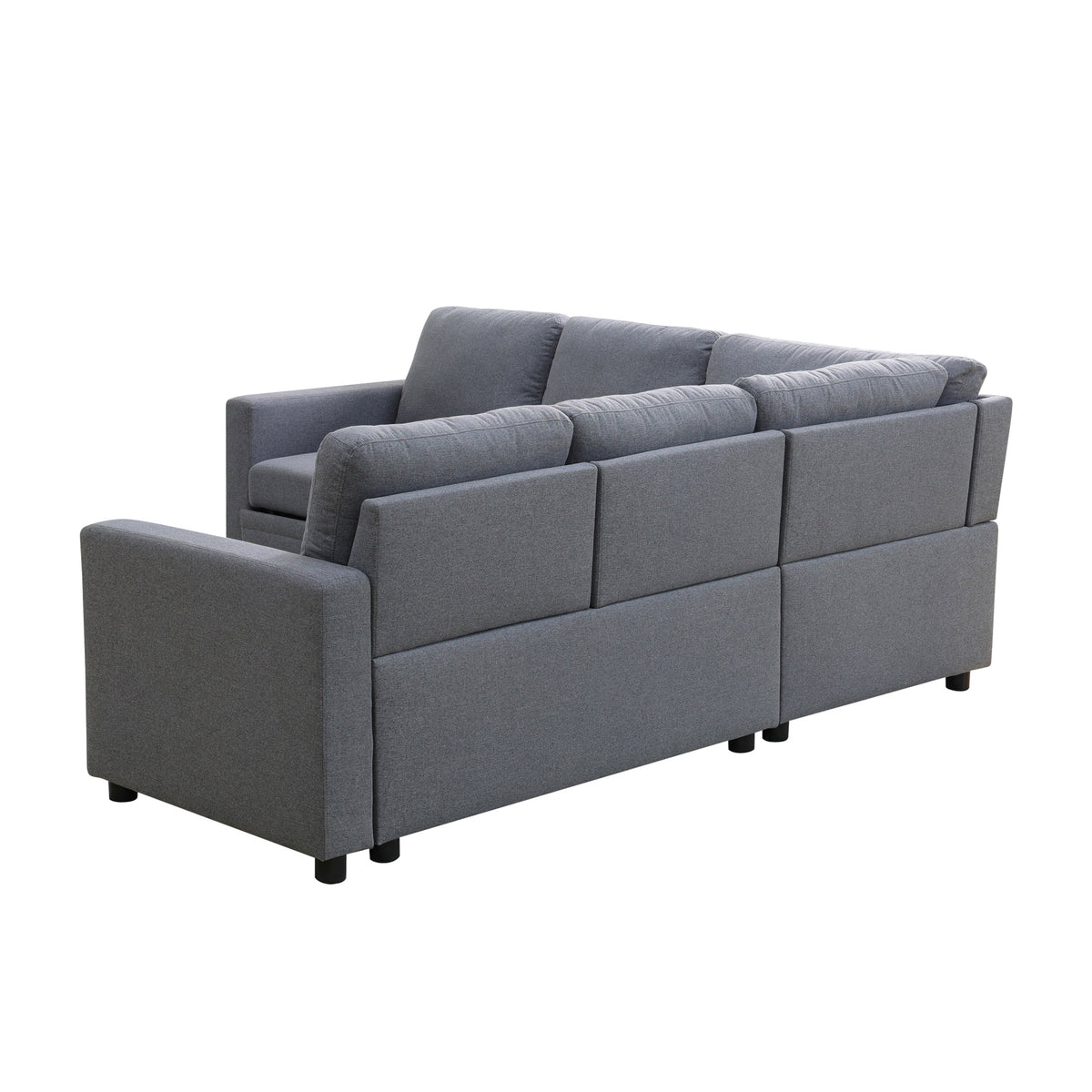 Gray Chenille L-Shaped Sleeper Sectional Sofa with Storage - product image 4