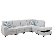 Ainehome grey L-shaped sectional sofa