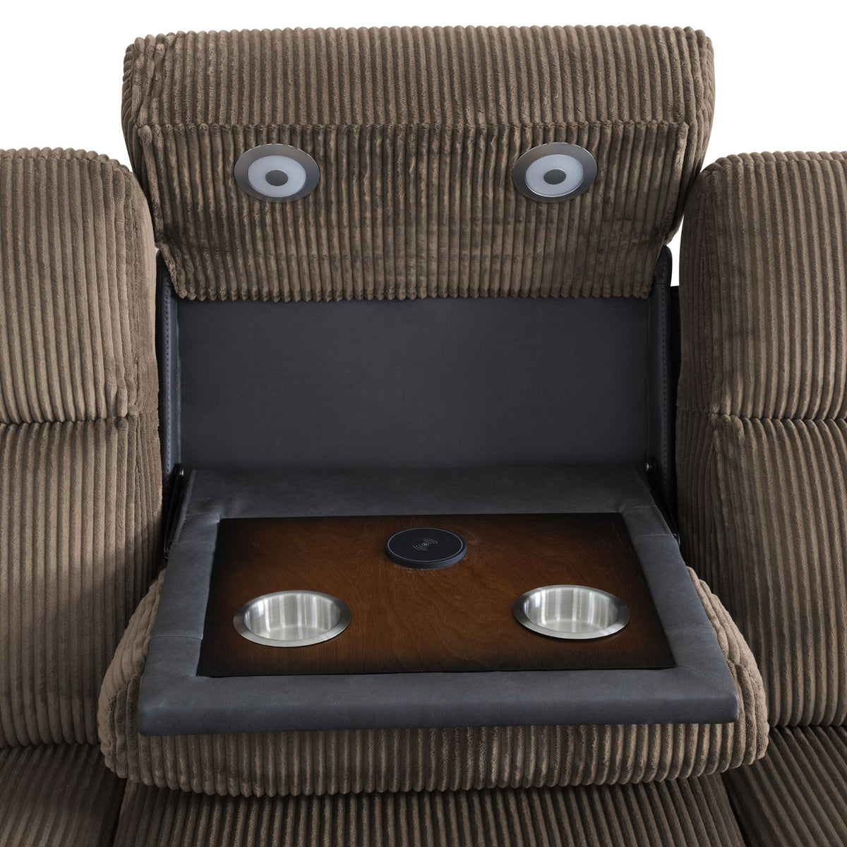 Brown Stripe & Blackish Gray Technical Fabric 3-Piece Power Reclining Sofa Set - product image 4