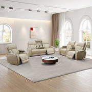 Beige Breathing Leather 3-Piece Living Room Recliner Sofa set（Shipping takes 5 days for delivery）