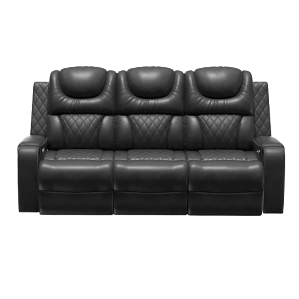 Dark Gray Breathing Leather 3-Piece Power Reclining Sofa Set - product image 2