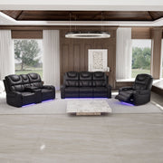 Dark Gray Breathing Leather 3-Piece Power Reclining Sofa Set