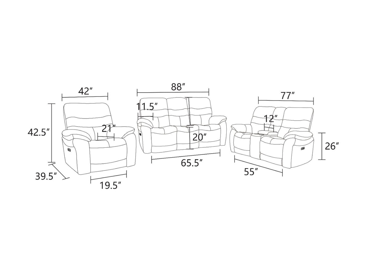 Black Leather & PVC 3-Piece Power Reclining Sofa Set - product image 5