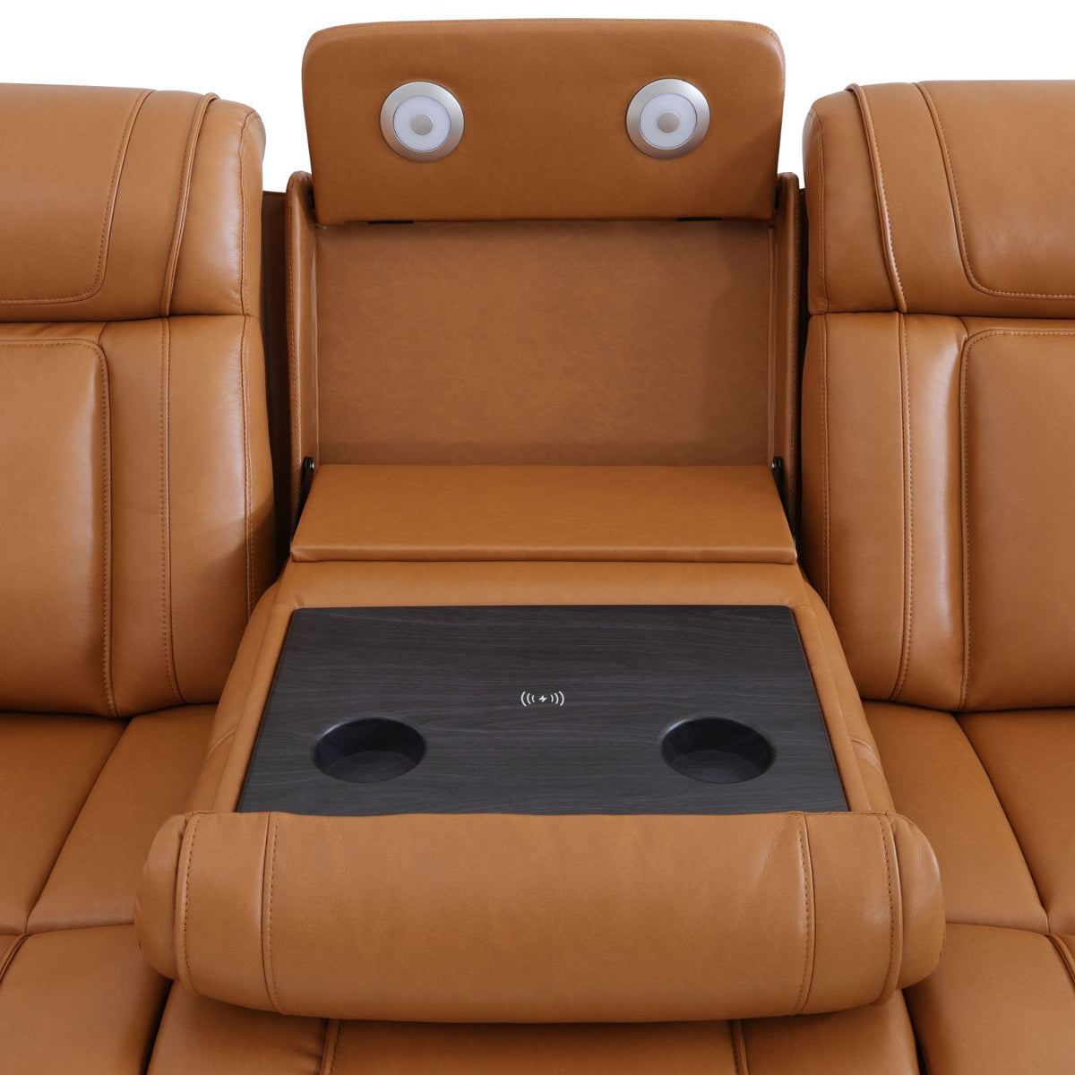 Orange Yellow Semi-PU Leather 3-Piece Power Reclining Sofa Set - product image 5