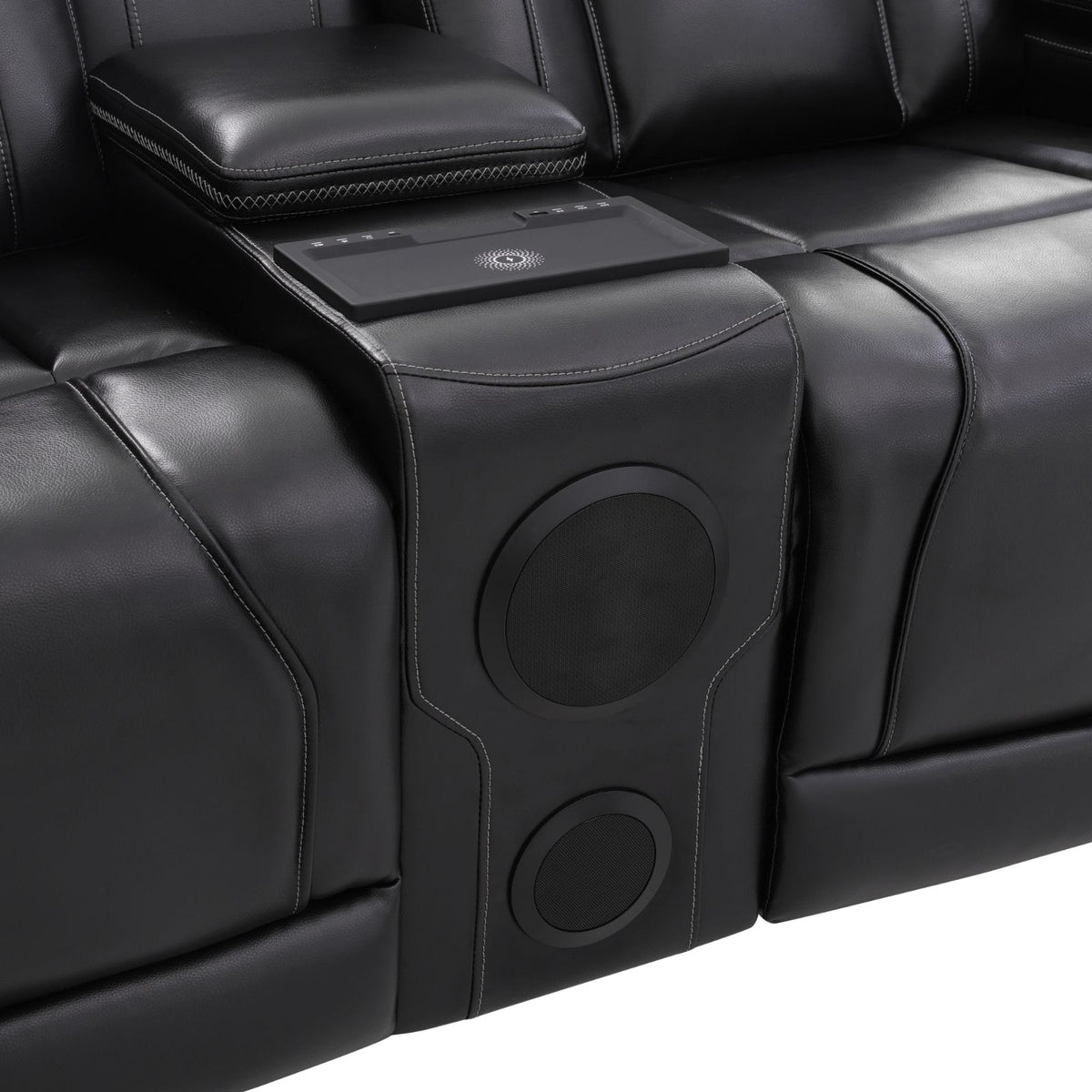 Black Semi-PU Leather 3-Piece Power Reclining Sofa Set - product image 2
