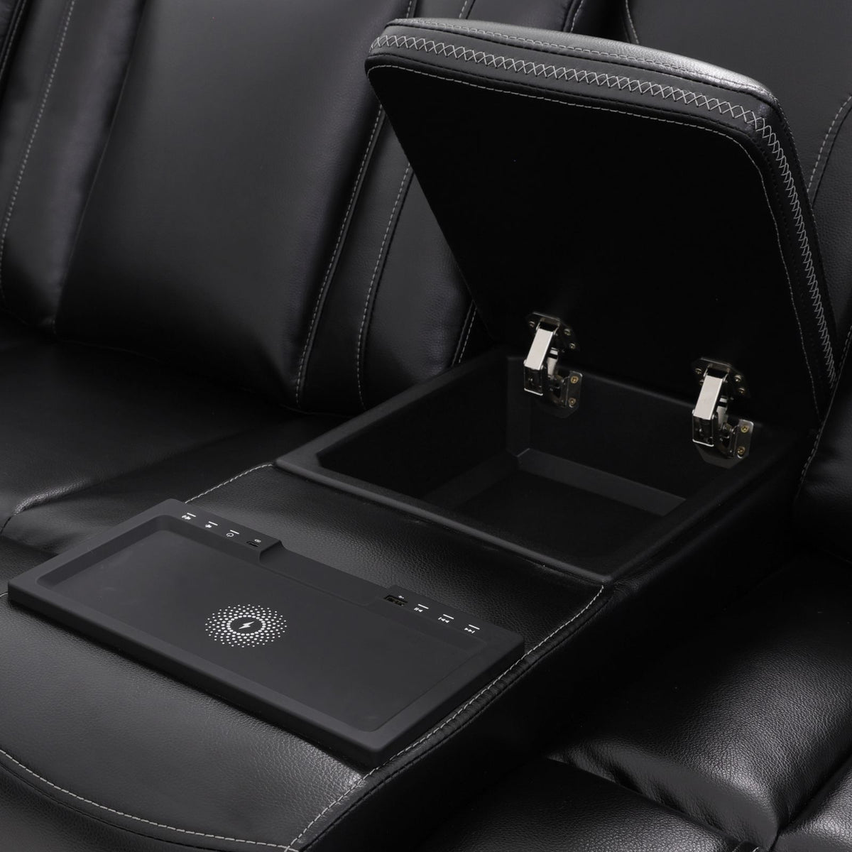 Black Semi-PU Leather 3-Piece Power Reclining Sofa Set - product image 5