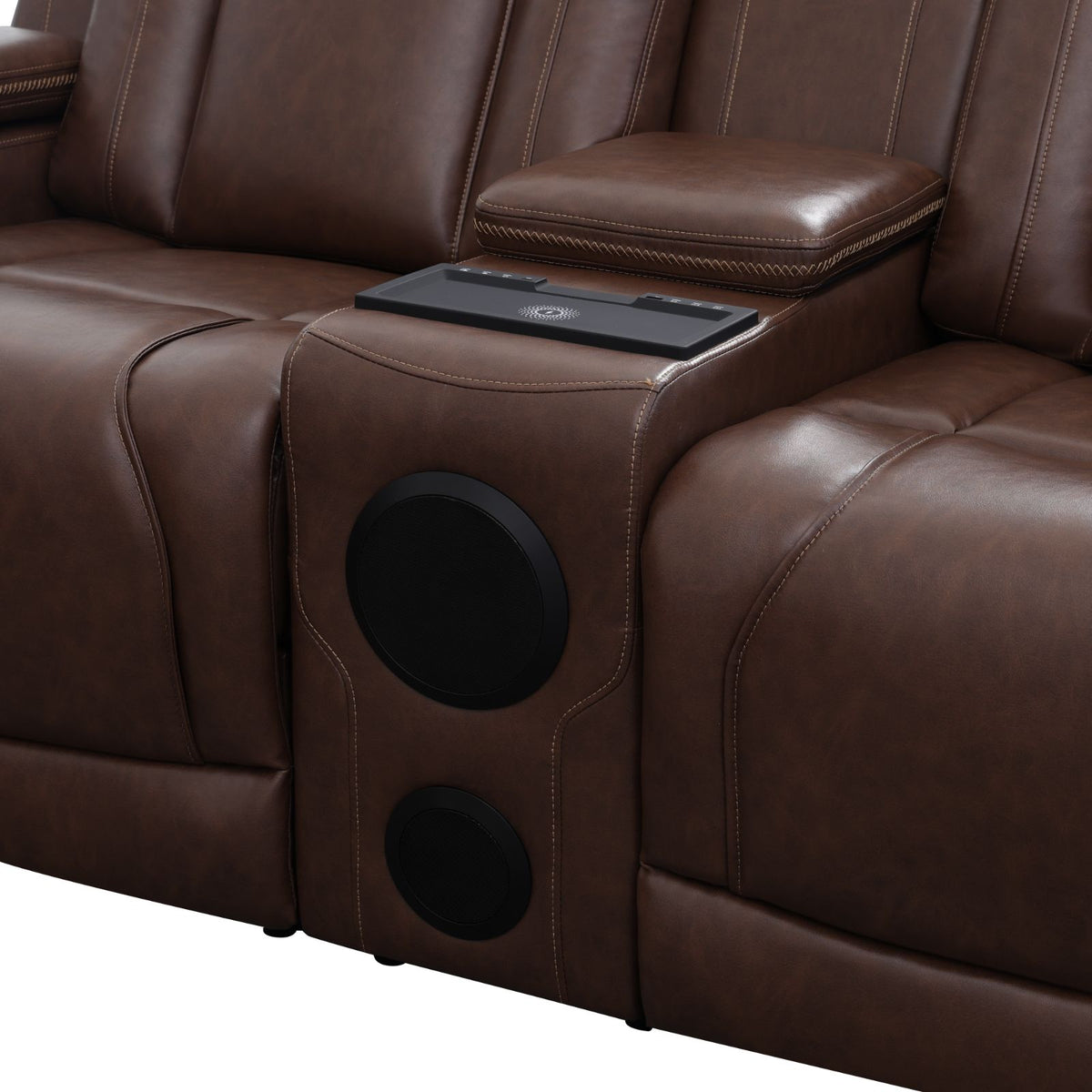 Reddish-Brown Semi-PU Leather 3-Piece Power Reclining Sofa Set - product image 2