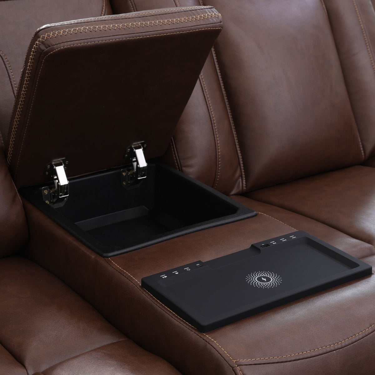 Reddish-Brown Semi-PU Leather 3-Piece Power Reclining Sofa Set - product image 5
