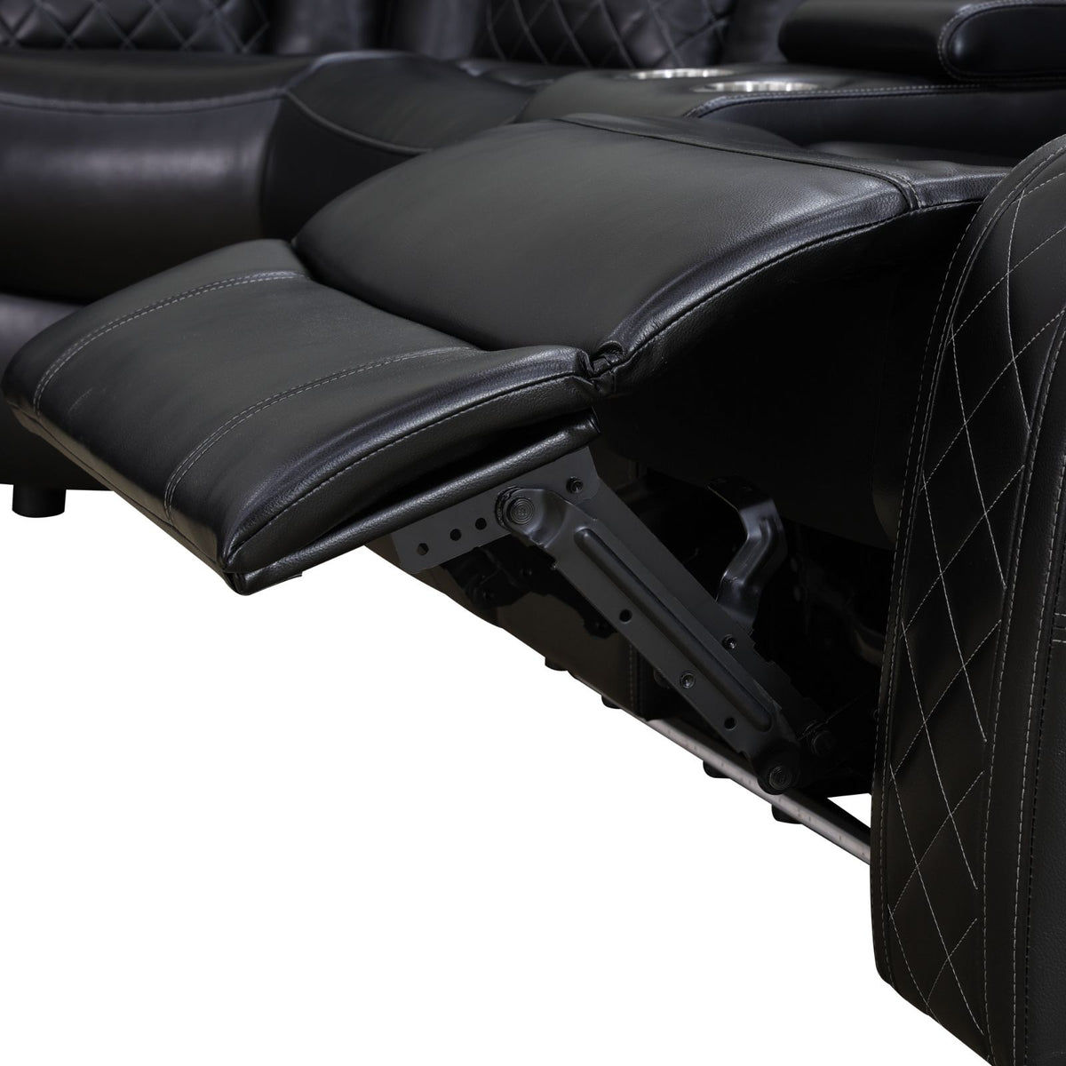 Black Breathing Leather 3-Piece Power Reclining Sectional Sofa Set with LED Lighting - product image 2