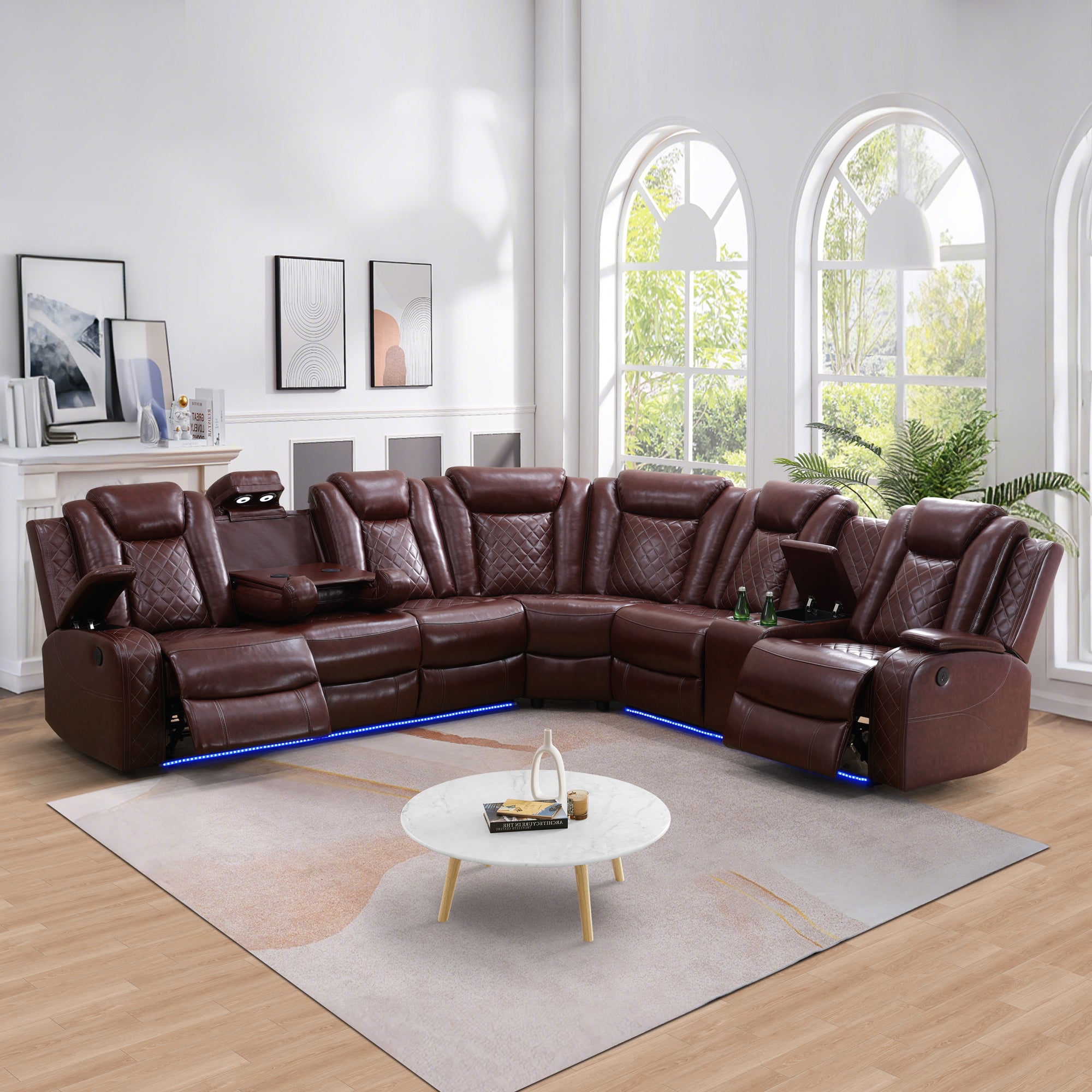 Breathable Leather Living Room 3-Piece Sofa Set