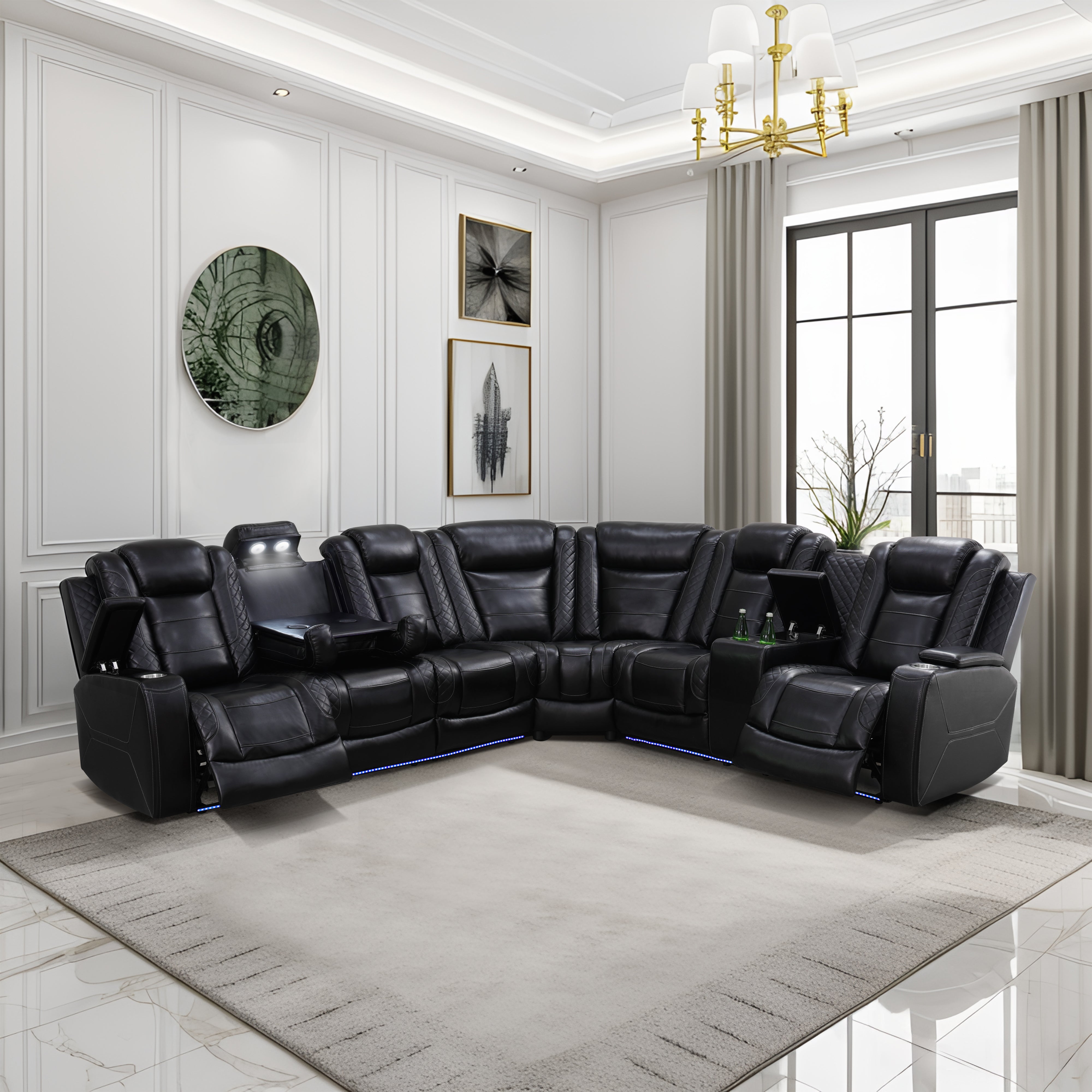 Breathable Leather Living Room 3-Piece Sofa Set