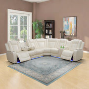 Off-white Breathing Leather 3-Piece Living Room Recliner Sofa set（Pick up）