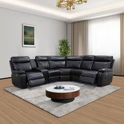 Dark Semi-PU Leather Power Reclining Sofa Set