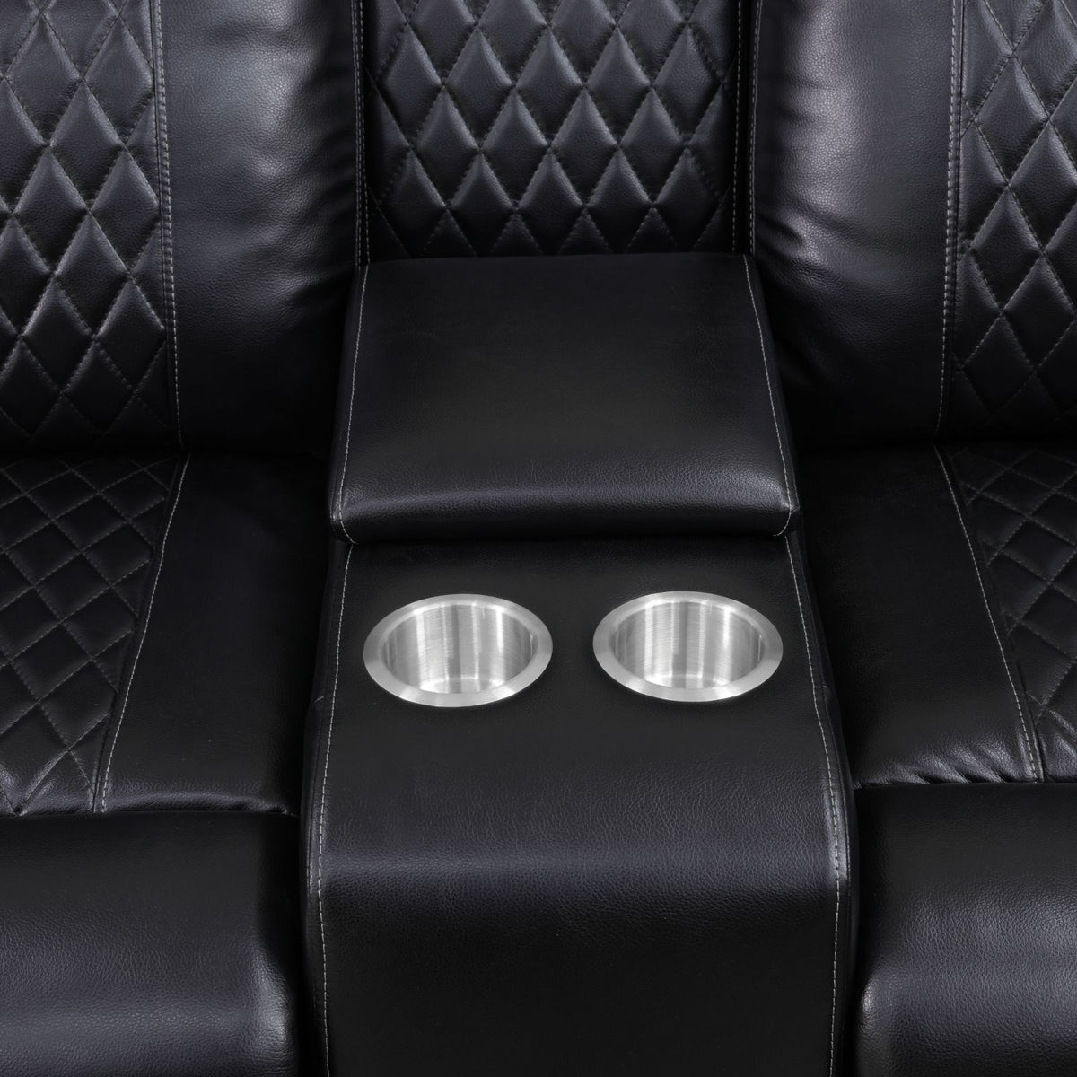 Dark Semi-PU Leather Power Reclining Sofa Set - product image 4