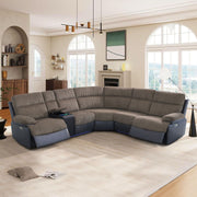 Brown Stripe & Black Technical Fabric 3-Piece Power Reclining Sofa Set