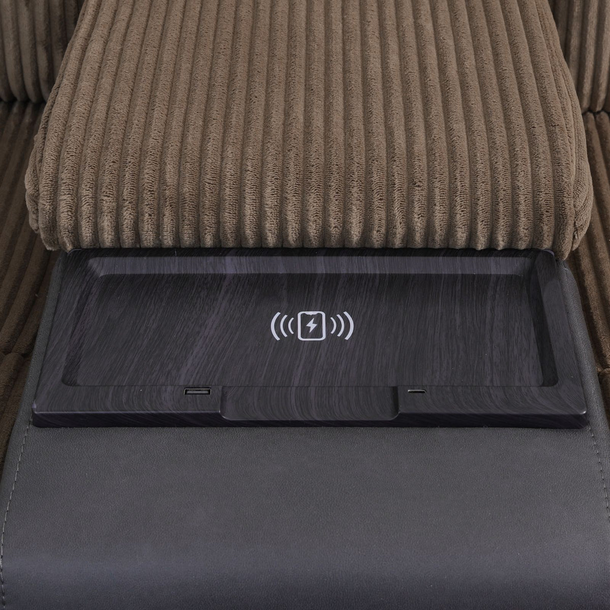 Brown Stripe & Black Technical Fabric 3-Piece Power Reclining Sofa Set - product image 5