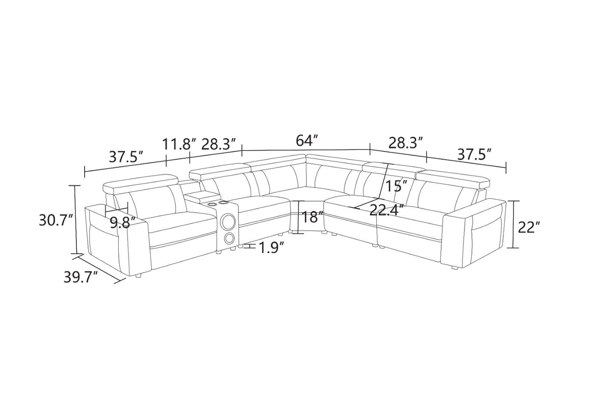 Black Breathable Semi-PU Leather 6-Piece Power Reclining Sofa Set - product image 2