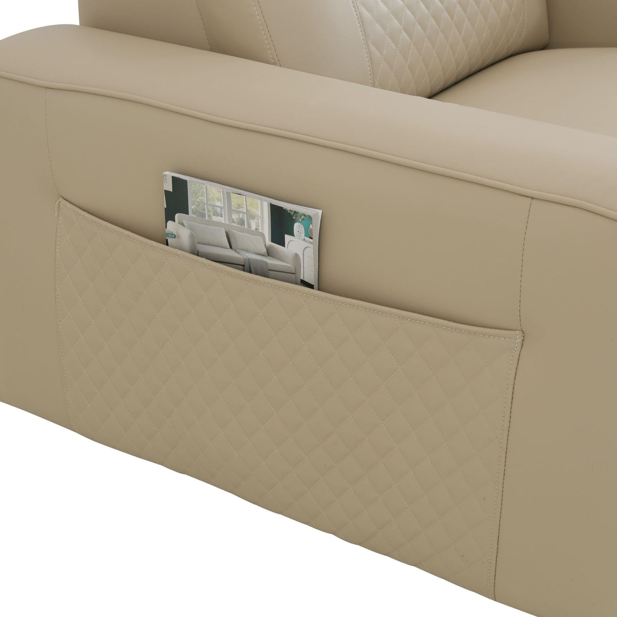 Khaki Breathable Semi-PU Leather Power Reclining 6-Piece Sofa Set - product image 3