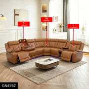 Yellow-Brown Semi-PU Leather 3-Piece Power Reclining Sofa Set