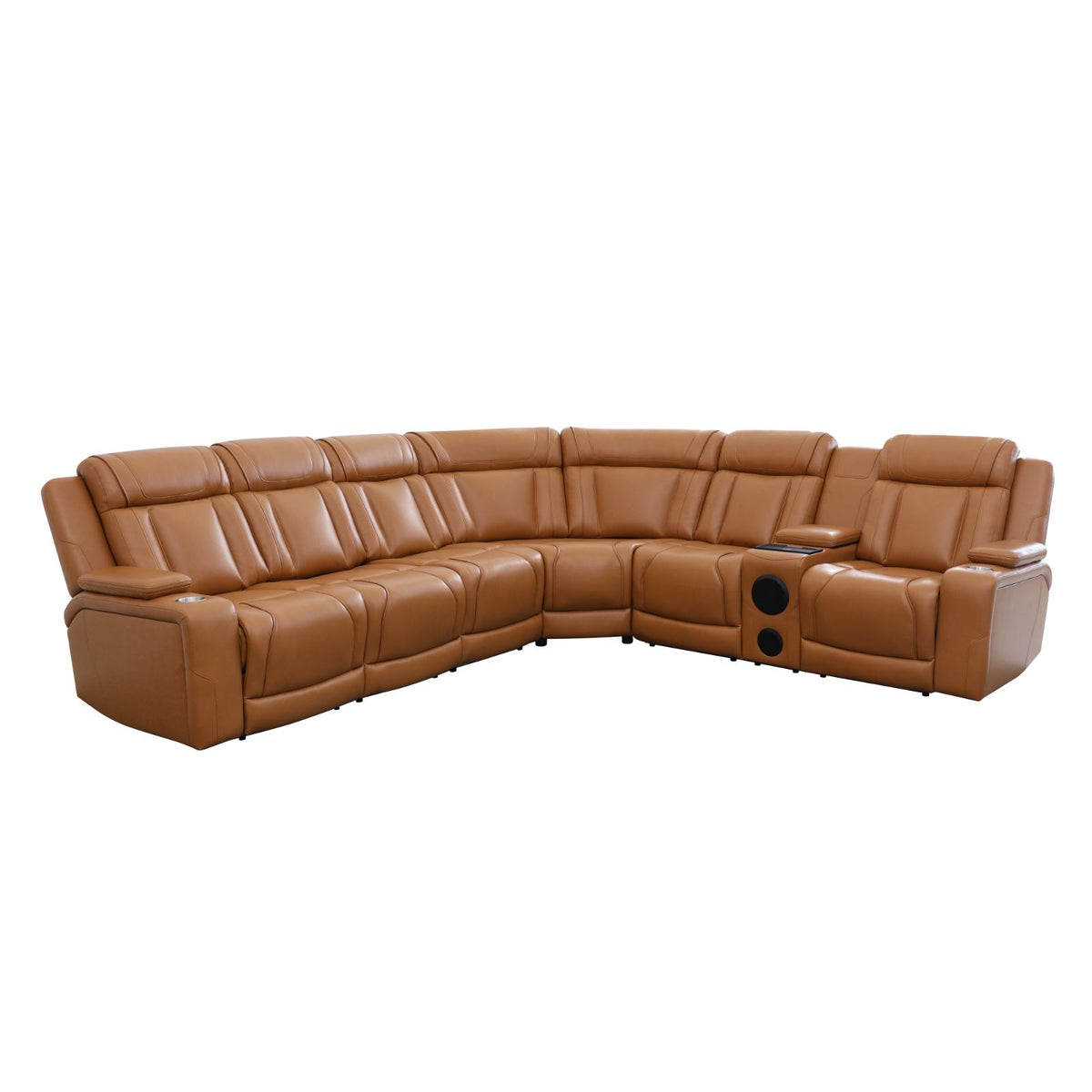 Yellow-Brown Semi-PU Leather 3-Piece Power Reclining Sofa Set - product image 2