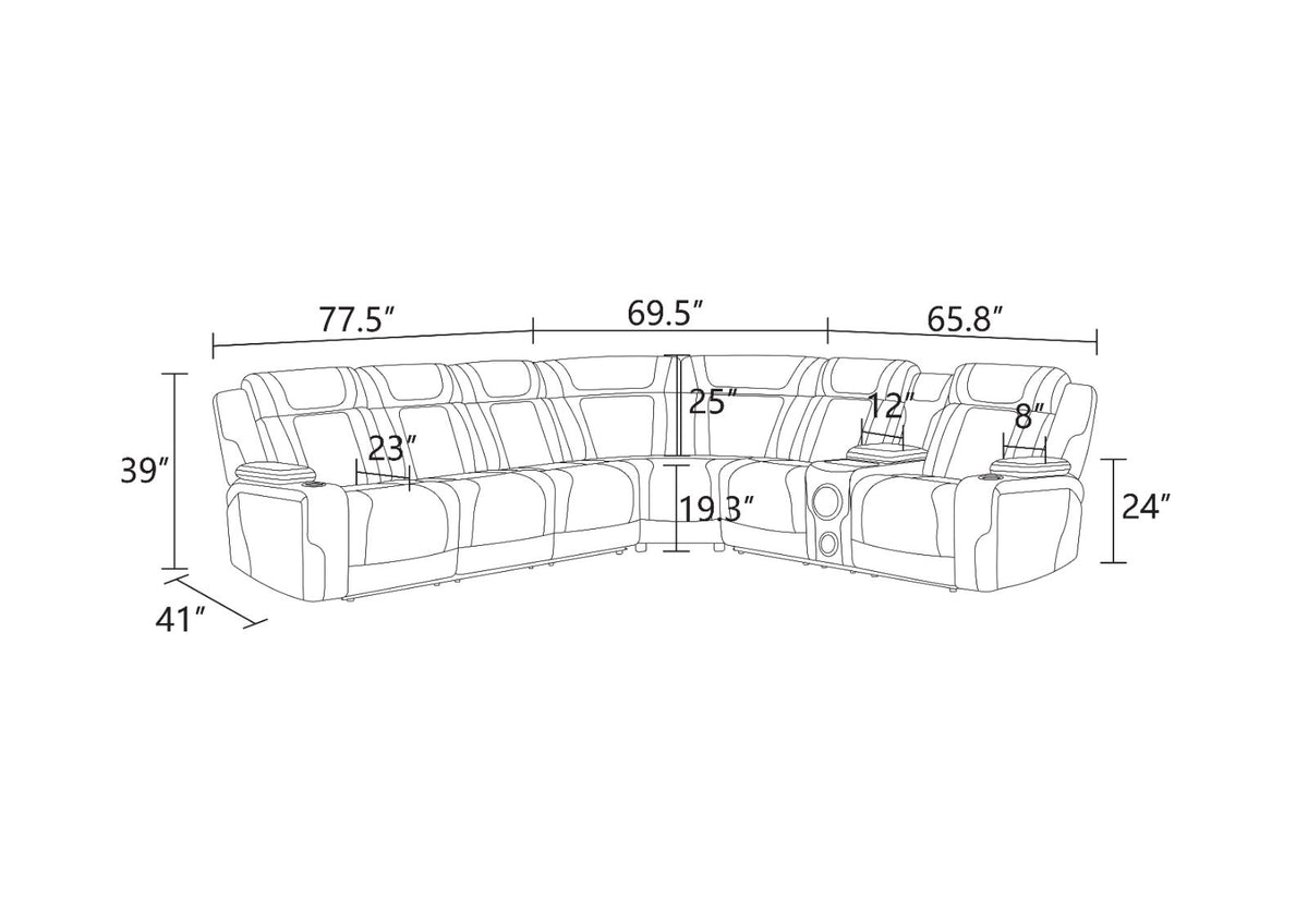 Yellow-Brown Semi-PU Leather 3-Piece Power Reclining Sofa Set - product image 3