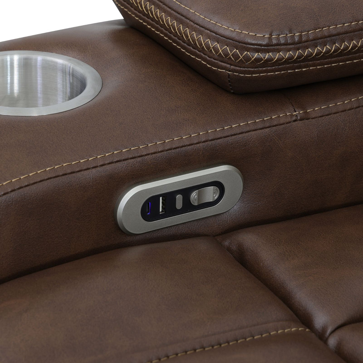 Reddish-Brown Semi-PU Leather 3-Piece Power Reclining Sofa Set - GN4776 - product image 3