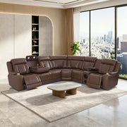 Reddish-Brown Semi-PU Leather 3-Piece Power Reclining Sofa Set - GN4776