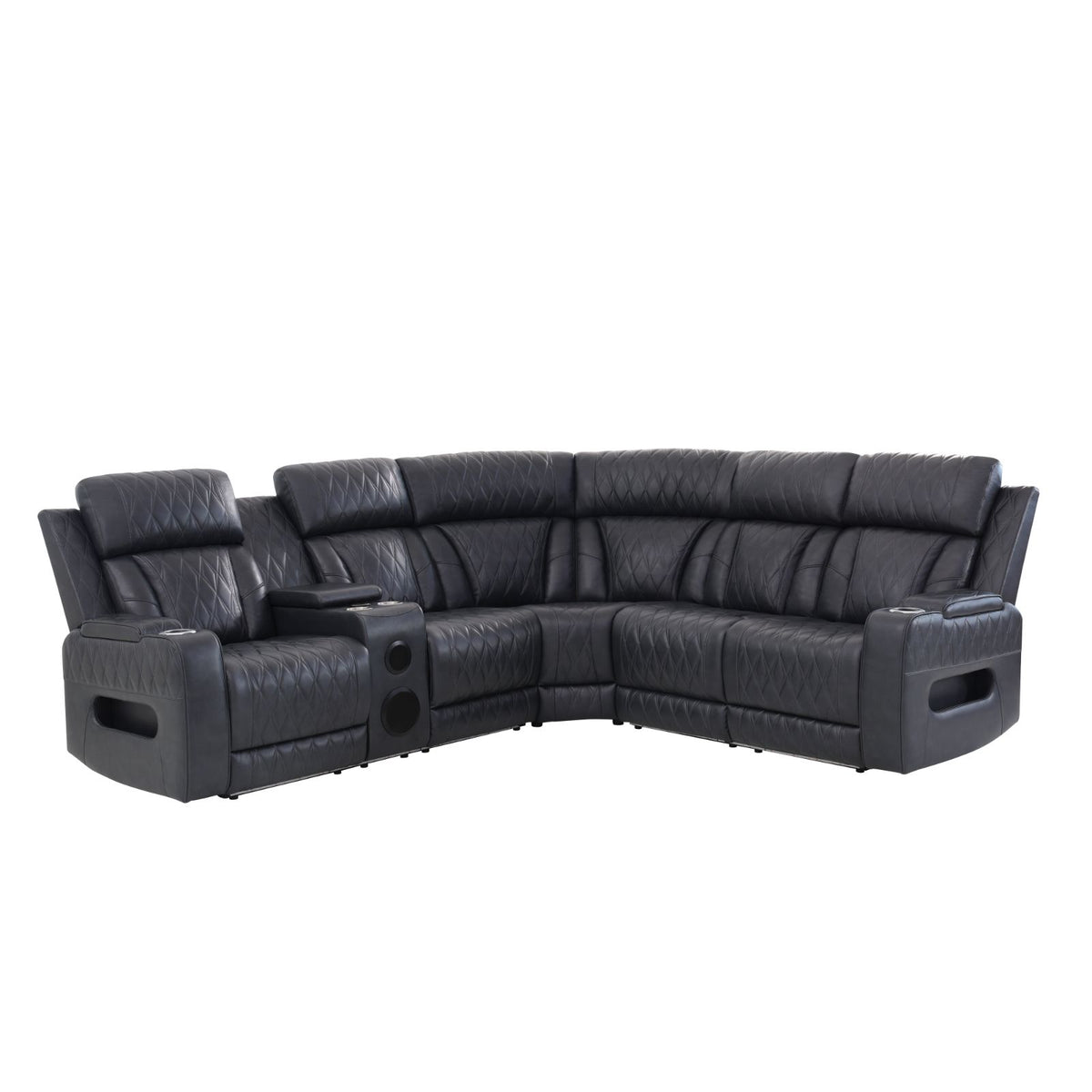 Blackish Gray Leather & PVC 3-Piece Power Reclining Sofa Set - product image 4