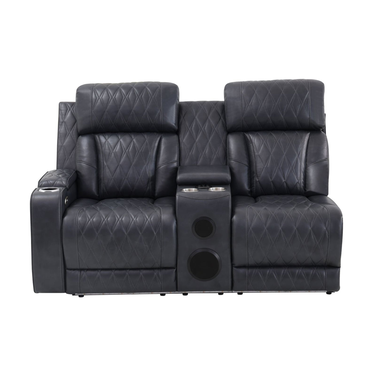 Blackish Gray Leather & PVC 3-Piece Power Reclining Sofa Set - product image 6