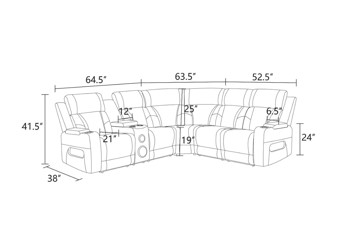 Blackish Gray Leather & PVC 3-Piece Power Reclining Sofa Set - product image 7