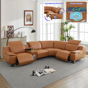 Orange Yellow Technical Fabric Power Reclining 5-Piece Sofa Set