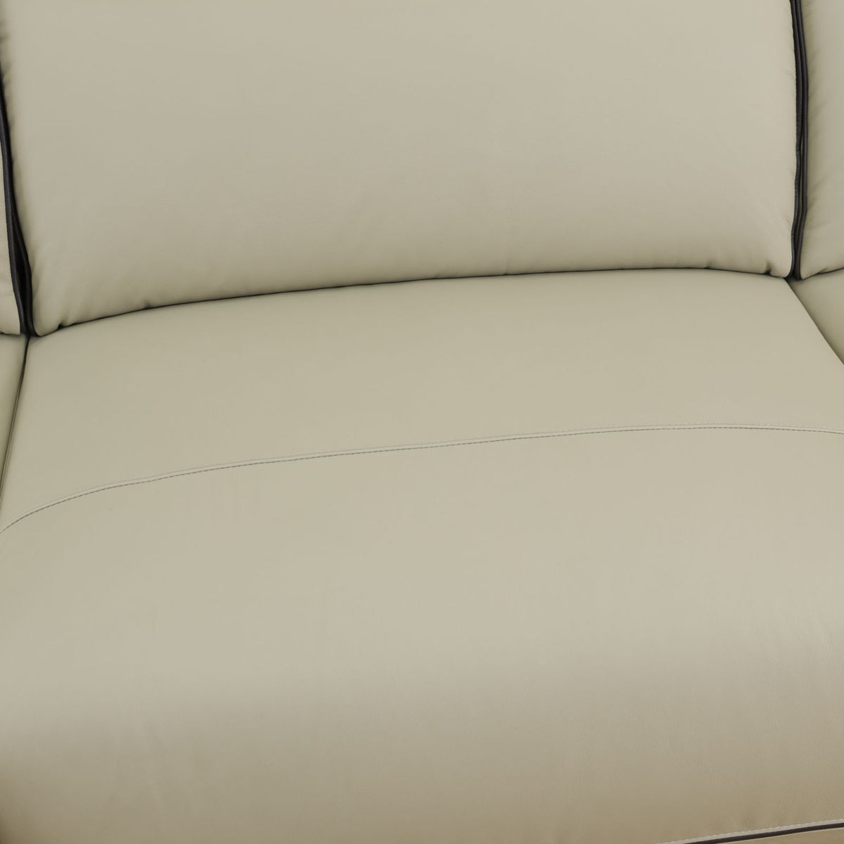 Aainehome Beige Top Grain Leather and PVC 3-Piece Living Room Recliner Sofa Set