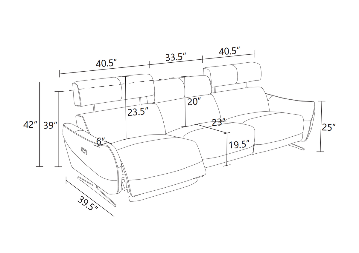 Aainehome Beige Top Grain Leather and PVC 3-Piece Living Room Recliner Sofa Set