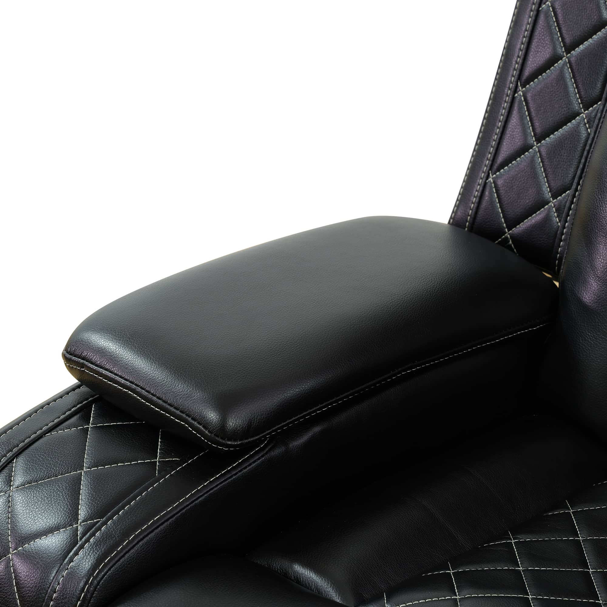 Ainehome Black Breathing Leather 3-Piece Living Room Recliner Sofa Set