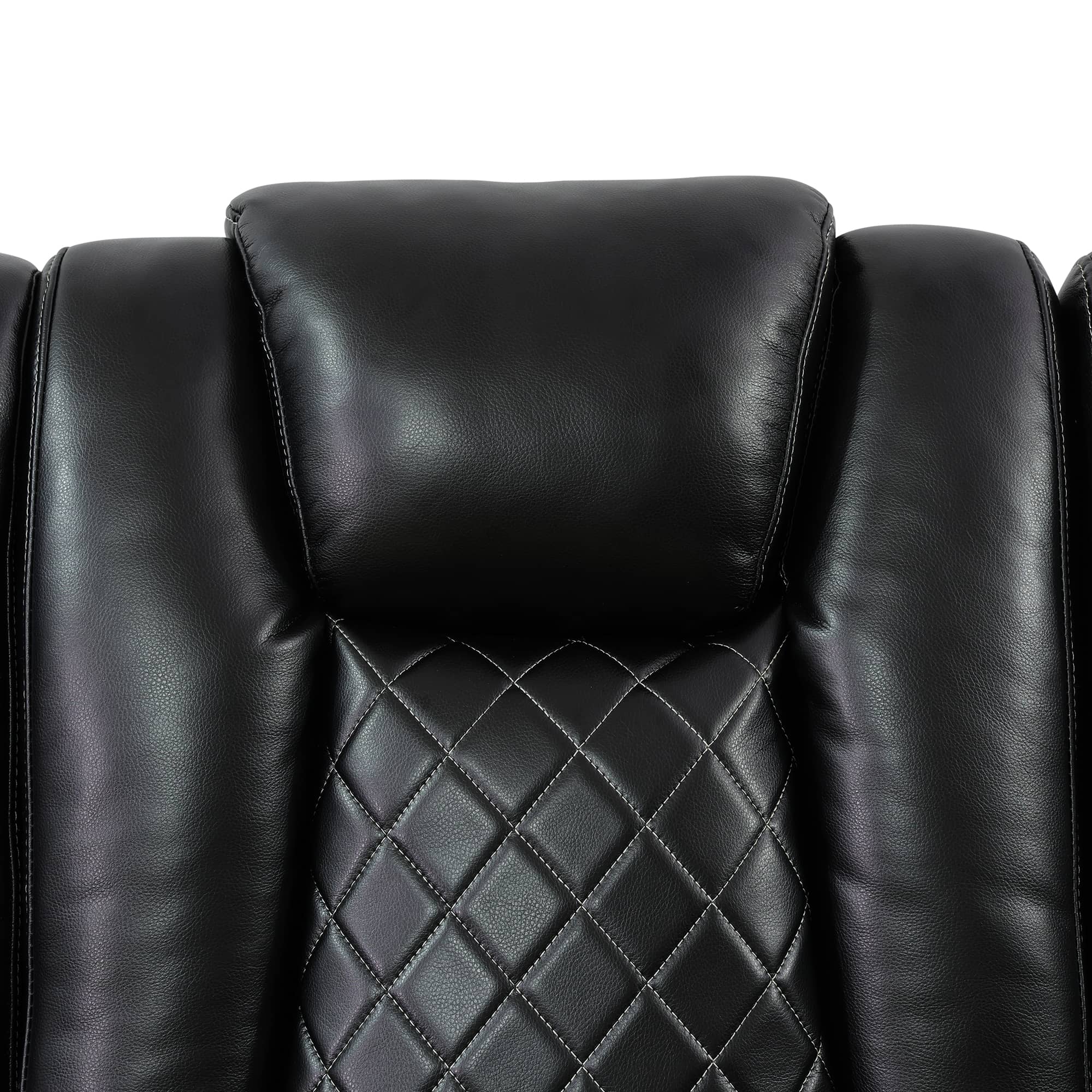 Ainehome Black Breathing Leather 3-Piece Living Room Recliner Sofa Set