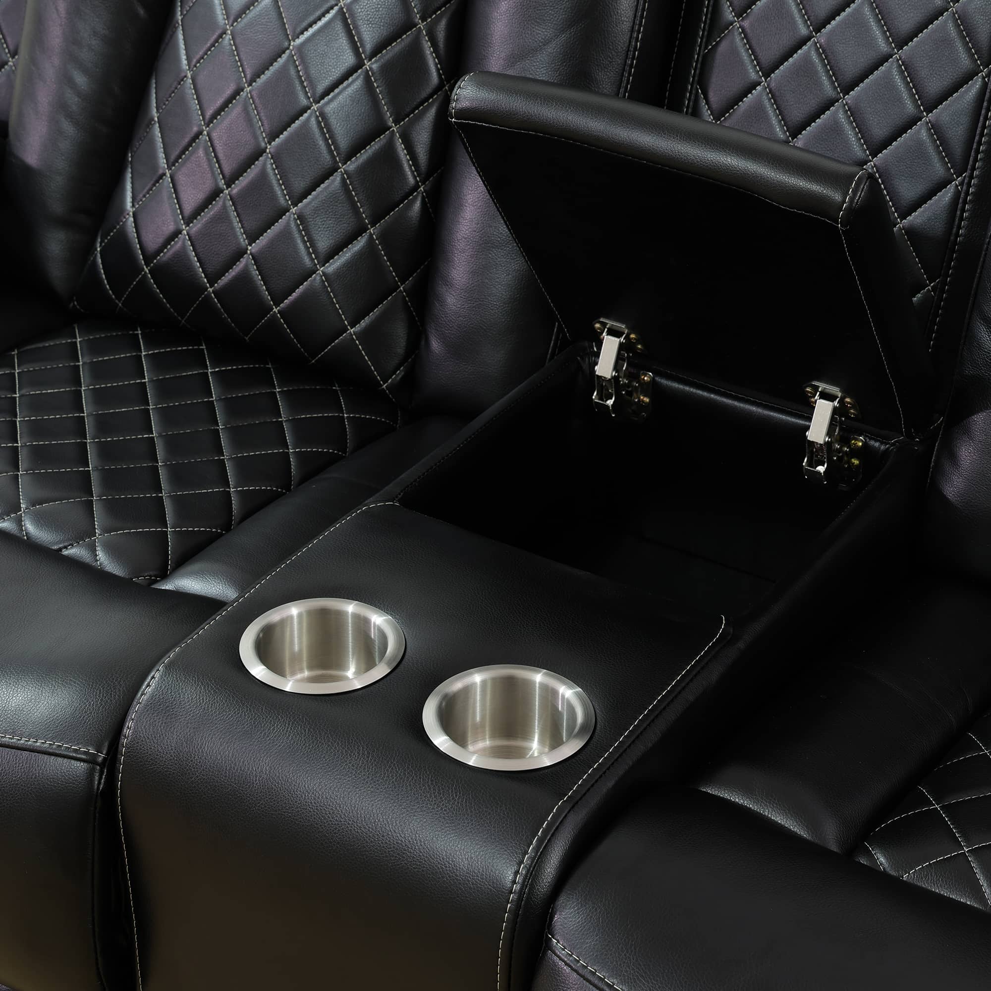 Ainehome Black Breathing Leather 3-Piece Living Room Recliner Sofa Set