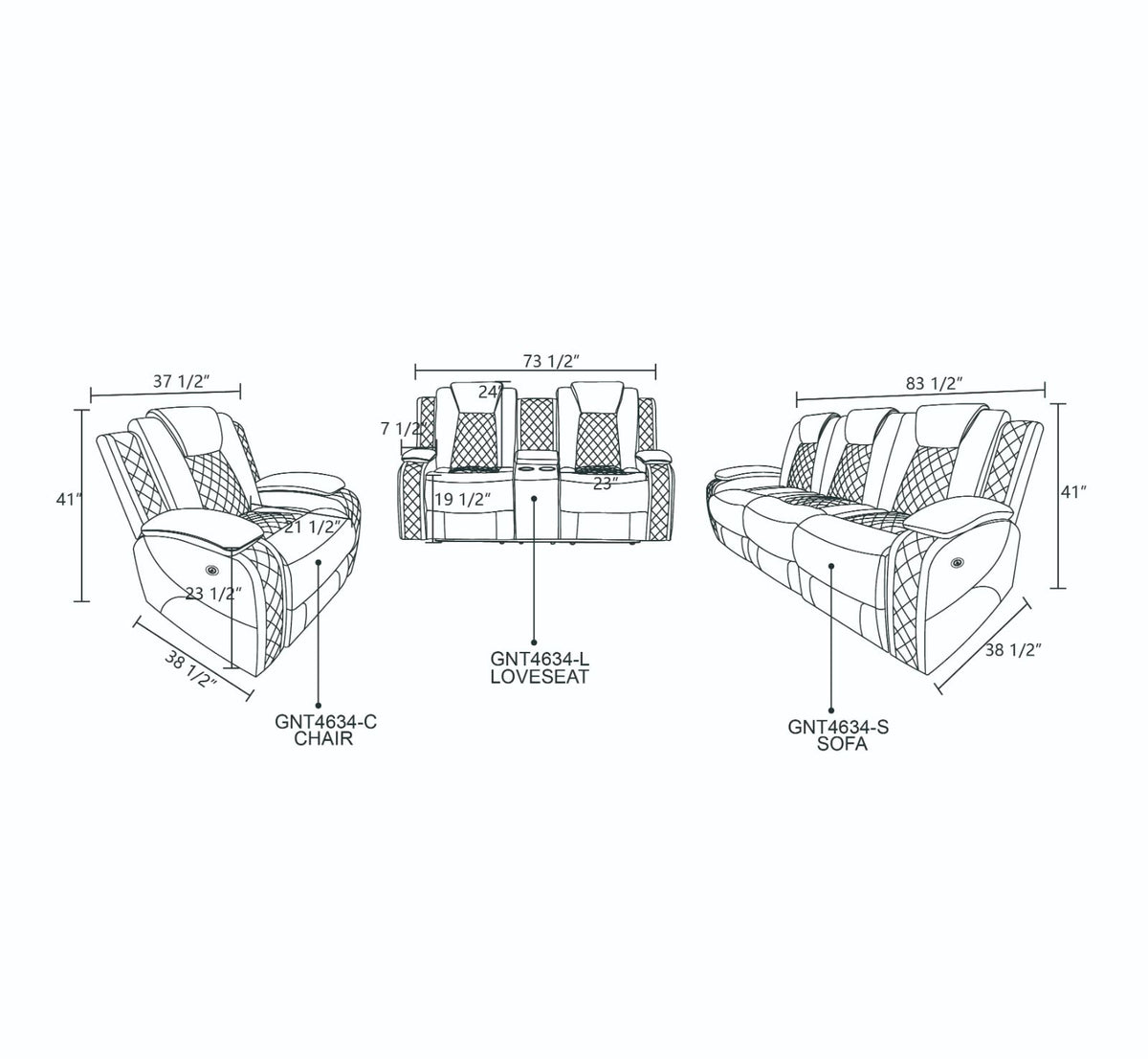 White Breathing Leather 3-Piece Power Reclining Sofa Set - GNT4634 - product image 4
