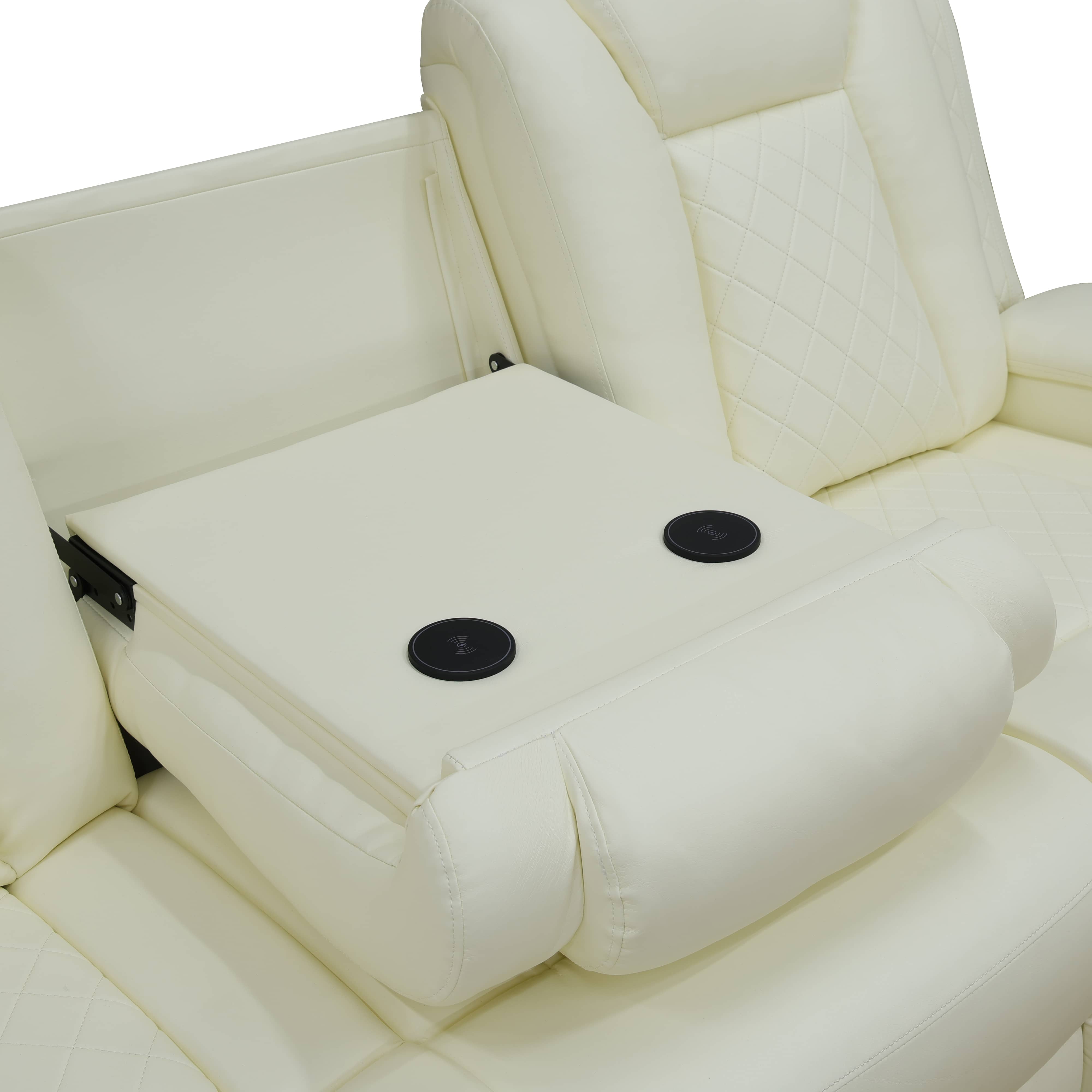White Breathing Leather 3-Piece Living Room Recliner Sofa Set