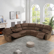 Brown Pineapple Fabric 3-Piece Reclining Sofa Set