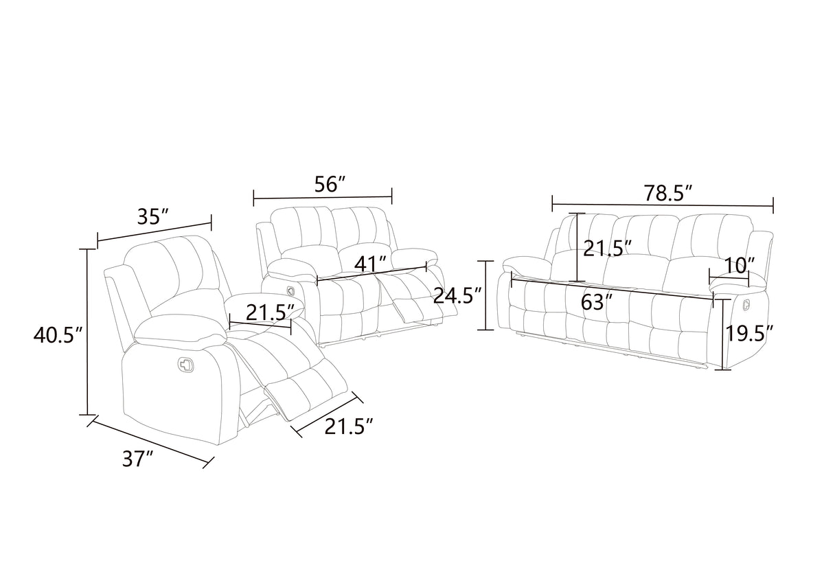 Bonded Leather 3-Piece Manual Reclining Sofa Set - product image 3